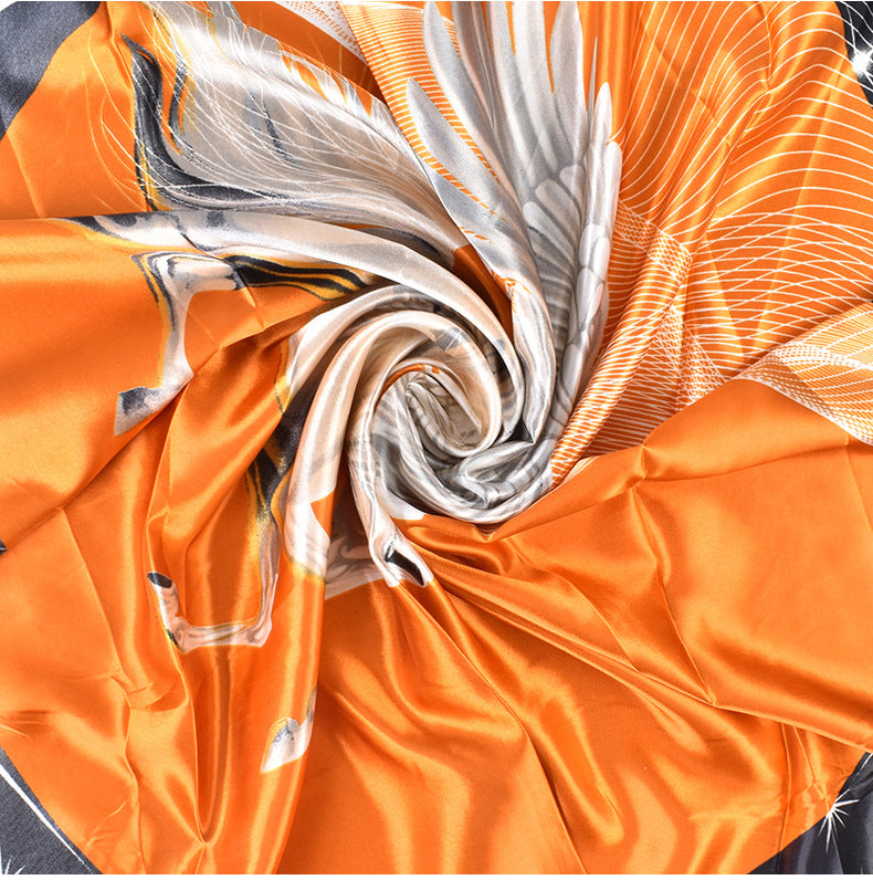 New fashionable versatile flying horse pattern printing high-quality 90 * 90 satin square towel