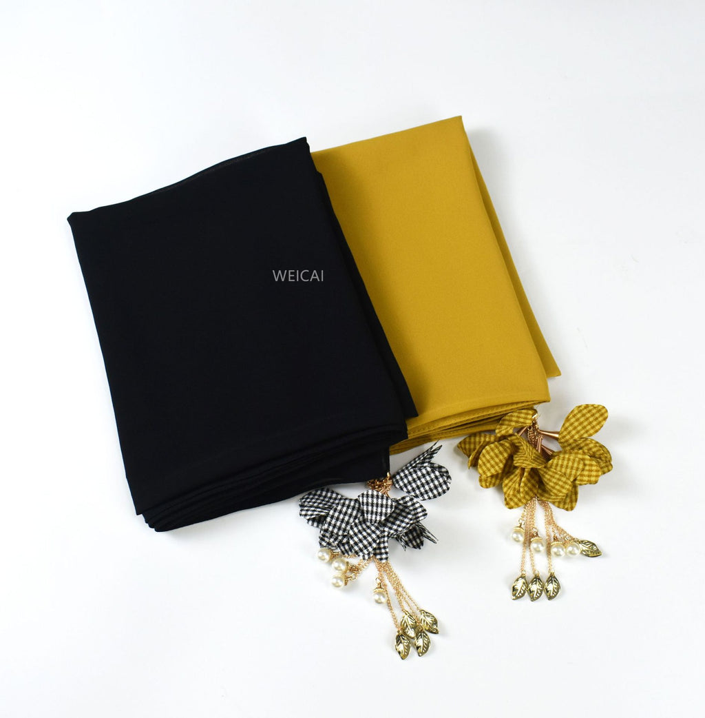 New pearl chiffon scarf women's hijab flower tassel headscarf