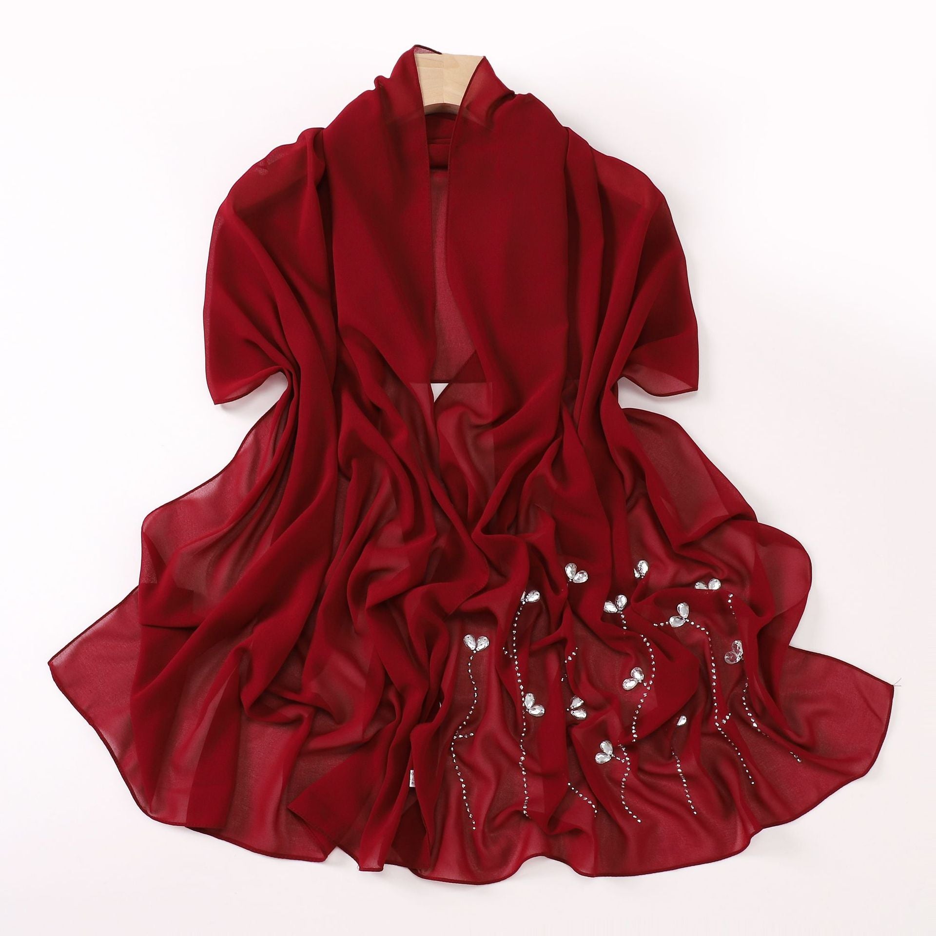 New pearl chiffon long scarf hot diamond rhinestone scarf Middle East and Africa headscarf