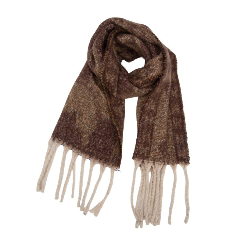 Scarf European, American autumn and winter thickened imitation mohair loop yarn butterfly jacquard scarf