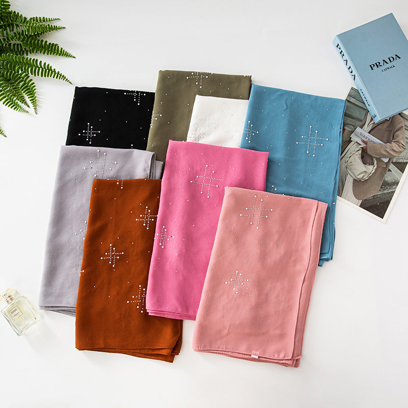 Chiffon ceramic hot diamond scarf  scarf Middle East Africa headscarf Malay headscarf