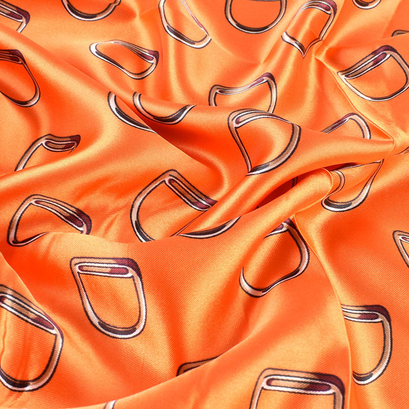 Autumn and winter new scarf saddle buckle accessories printed light luxury silk scarf 90 satin high-end square scarf