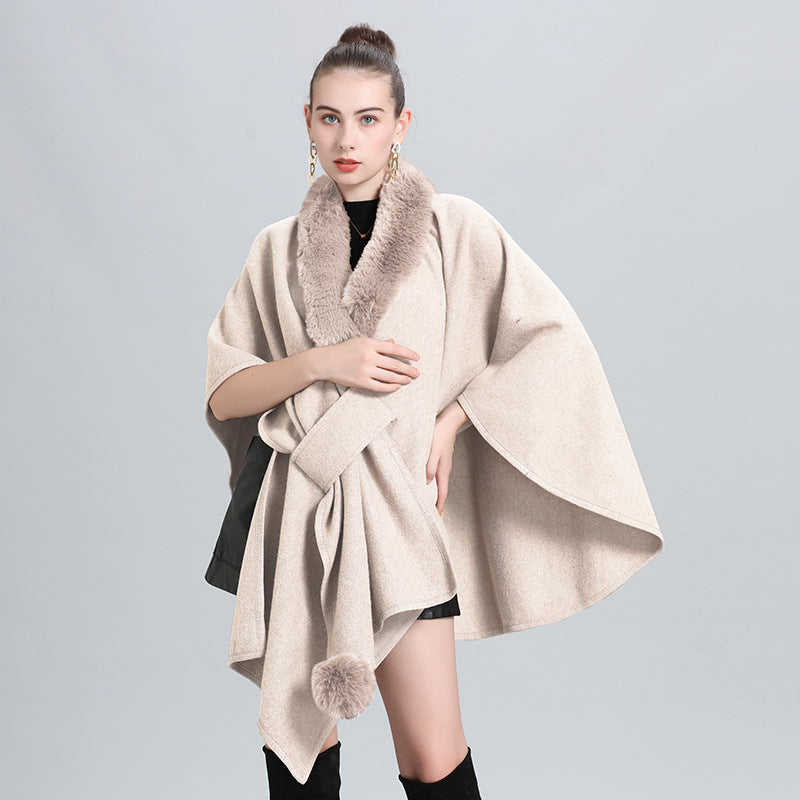 Hot autumn and winter new scarf shawl cape fur collar hairball knitted cardigan cape shawl 0962 #