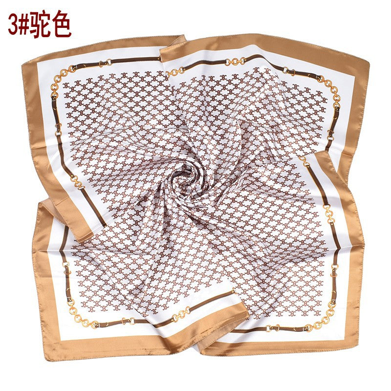 New chain, Arc de Triomphe pattern, universal in all seasons, fashionable 90-color square scarf, headscarf, scarf, silk scarf.