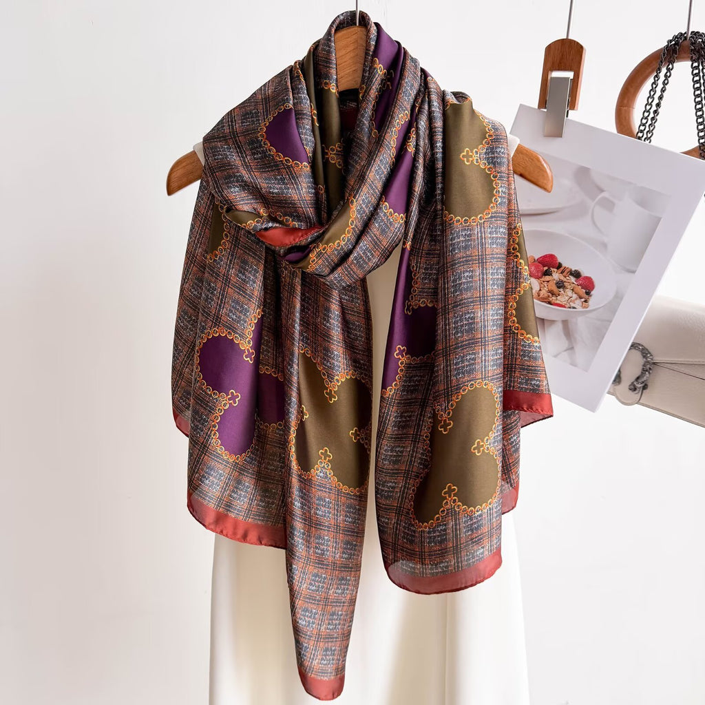 Fashion versatile light luxury spring and summer sunscreen with shawl scarf, elegant temperament women's long silk scarf