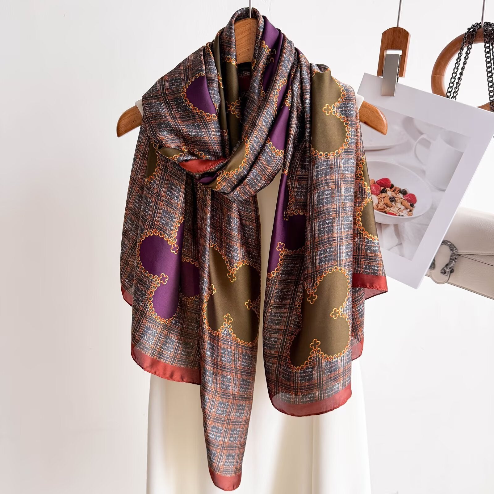 Fashion versatile light luxury spring and summer sunscreen with shawl scarf, elegant temperament women's long silk scarf