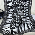 Fashion versatile geometric lines leopard print long silk scarf, ethnic women's dress sunscreen