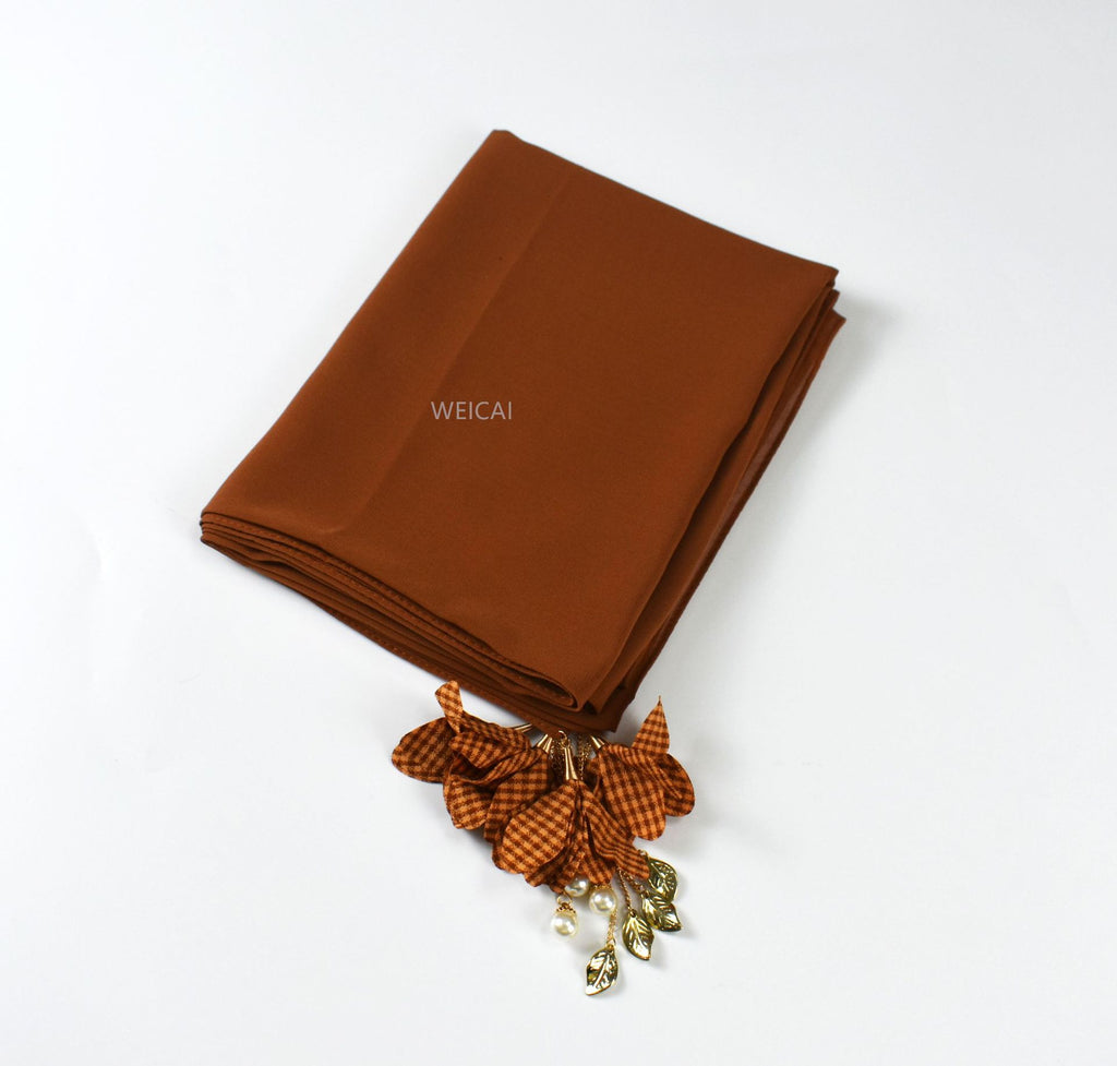 New pearl chiffon scarf women's hijab flower tassel headscarf