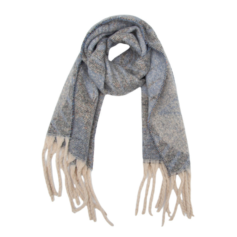 2025 new European, American autumn and winter circle yarn jacquard star fringed scarf