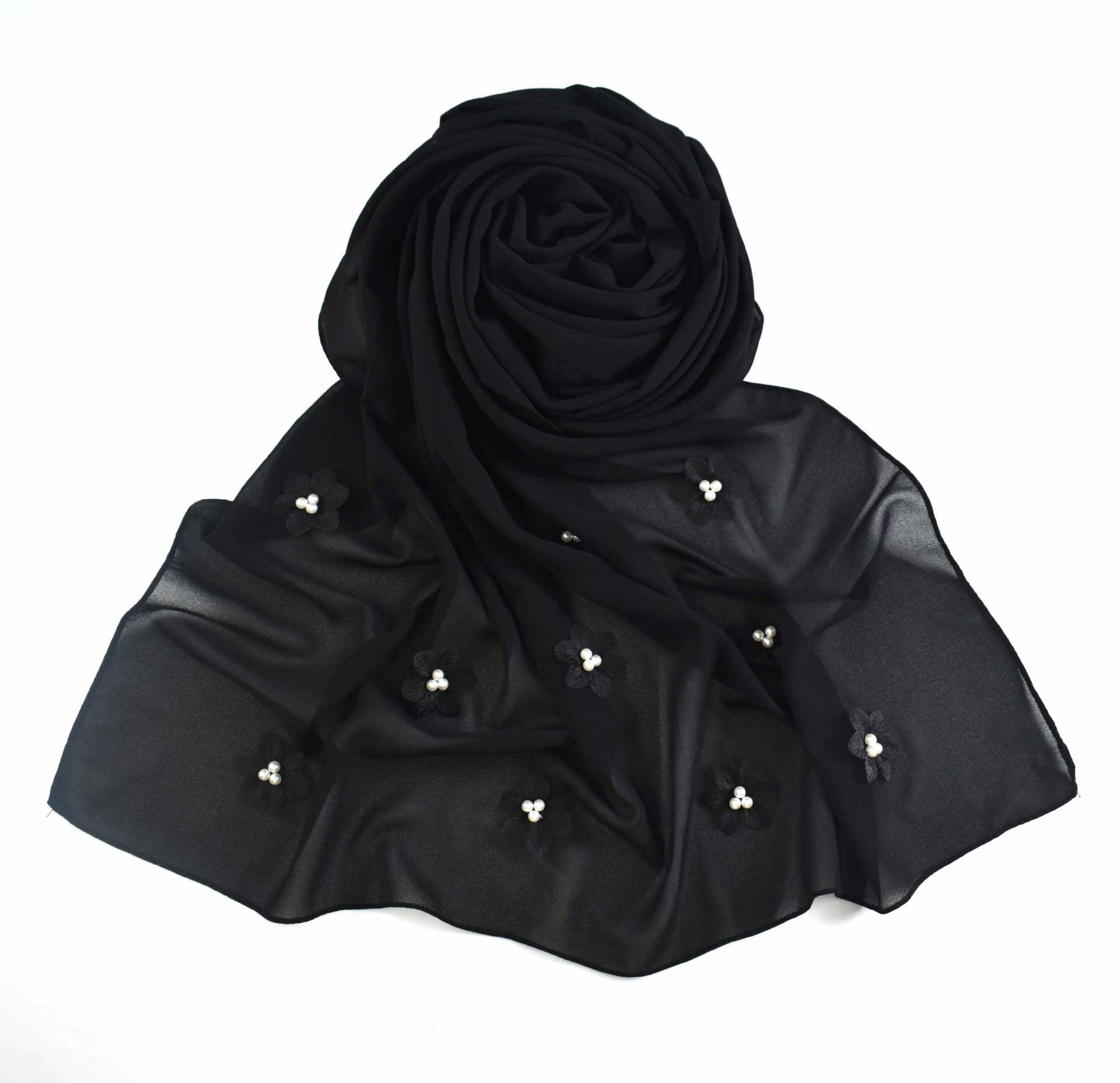 New pearl chiffon flower bead scarf Middle East Africa hijab
