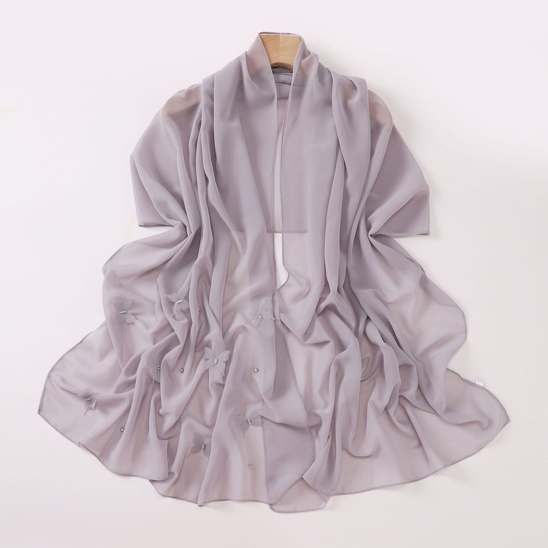 Pearl chiffon point drill butterfly nail drill long towel beautiful yarn Middle East Saudi Africa headscarf