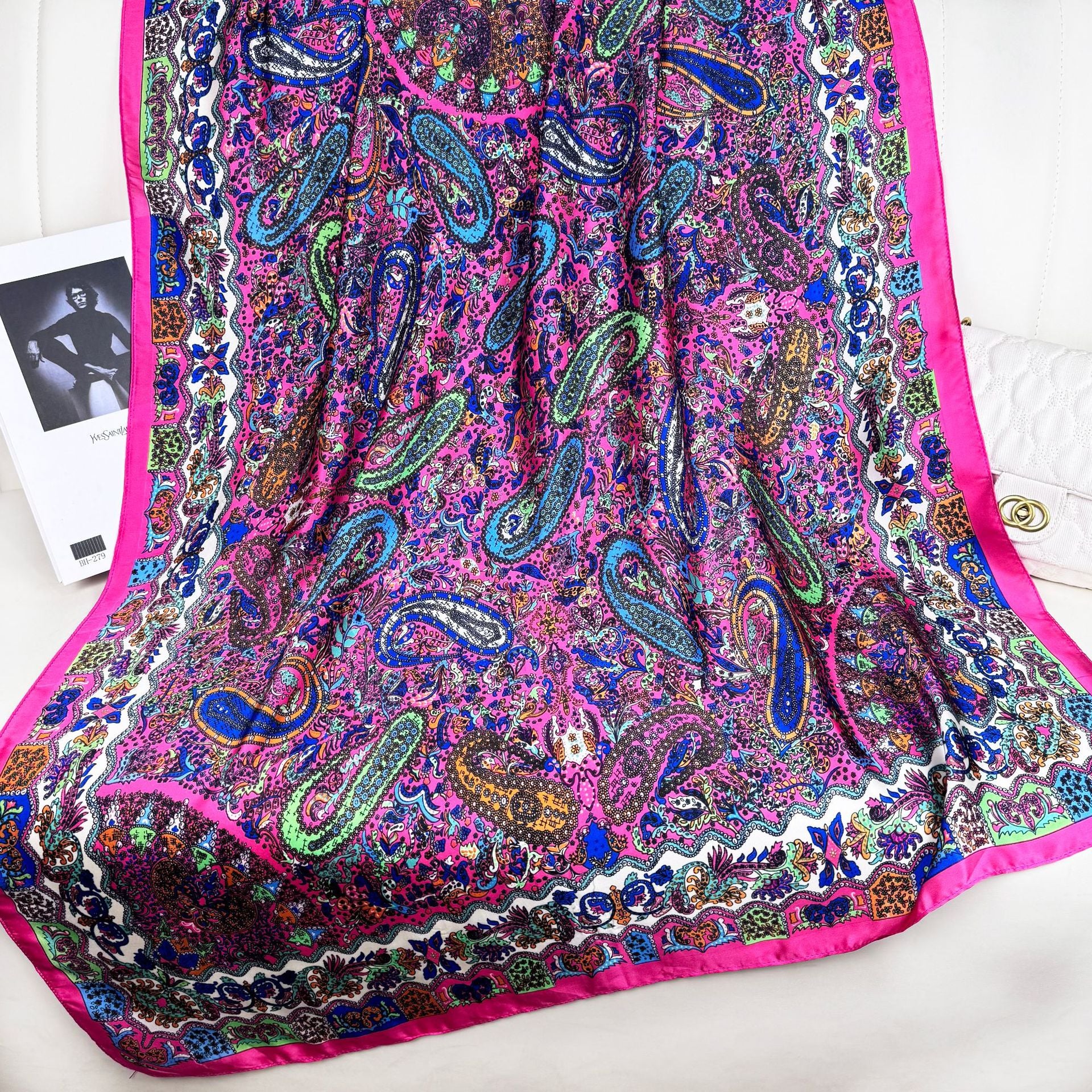 Fashion versatile Innesian women's head scarf, imitation silk thin travel and vacation shawl