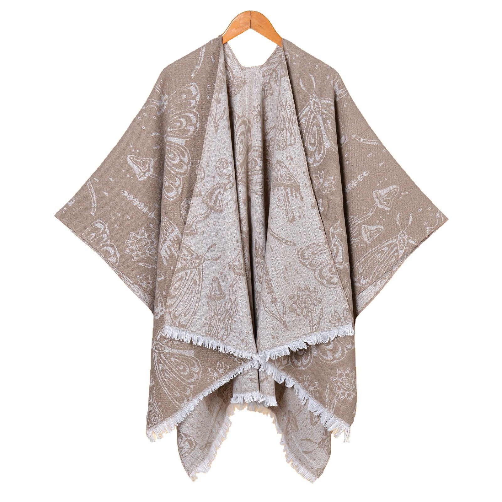 New idyllic ladies double-sided loose beard jacquard warm split fork outer cloak hot cloak