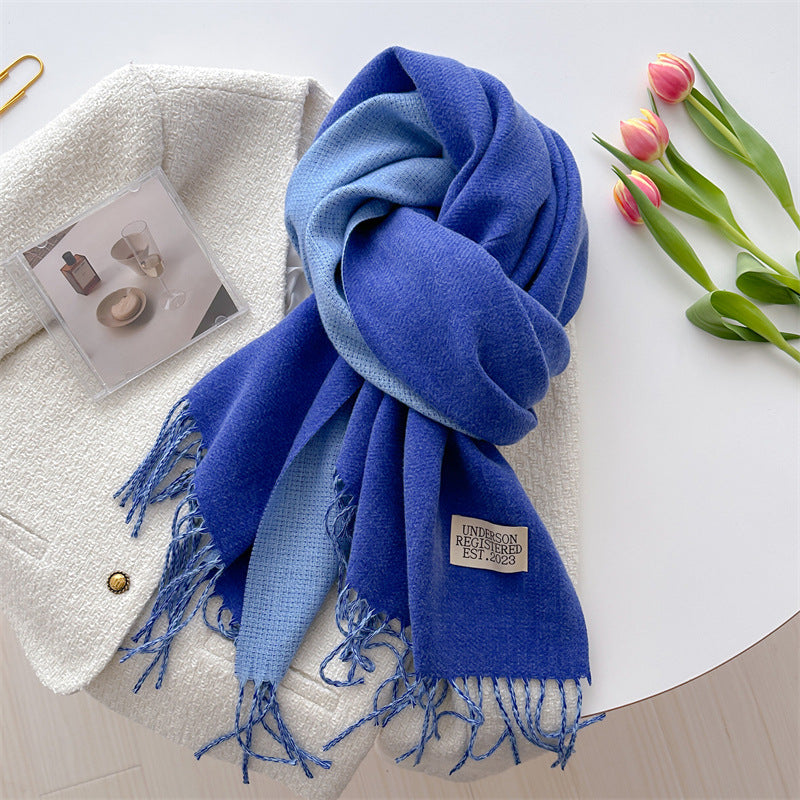 Autumn and winter new double-sided imitation cashmere scarf women's solid color long shawl scarf