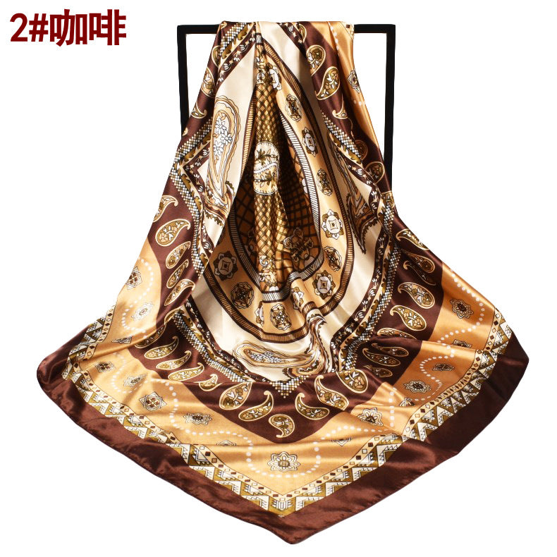 New 90-satin cashew flower generous silk scarf, versatile retro paisley scarf
