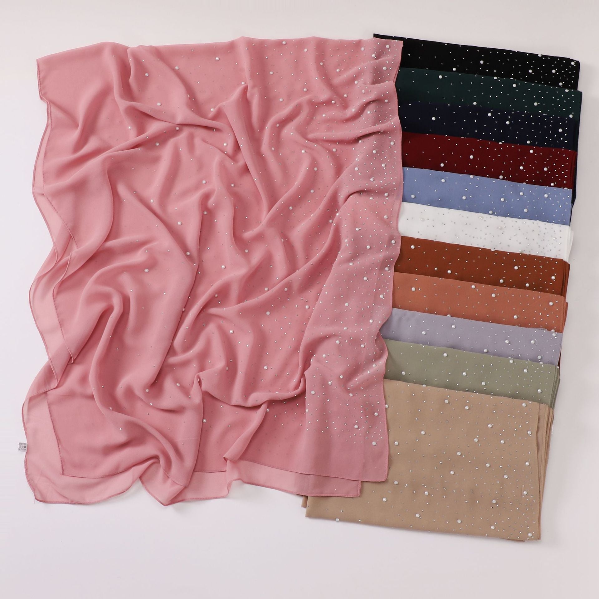 New Pearl Chiffon Ceramic Gypsy Star Diamond Long Towel Yarn Middle East Malay Head Towel hijab
