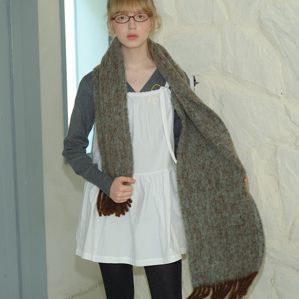 Alpaca wool blended tassel contrasting scarf women's autumn and winter Korean atmosphere scarf enlarged shawl