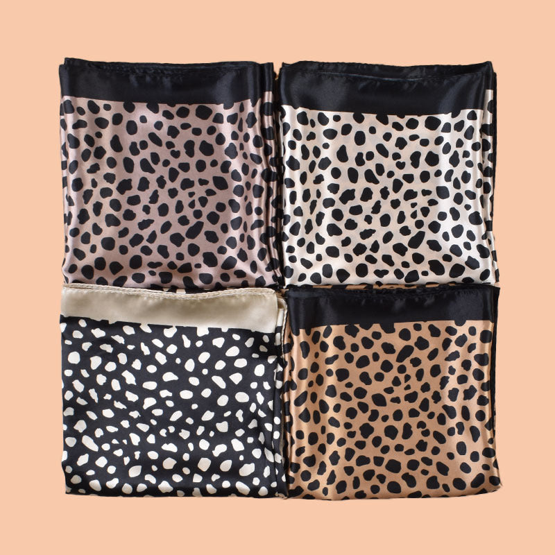 2025 new 90cm-satin classic leopard print square scarf with sunscreen, head silk scarf decorative scarf