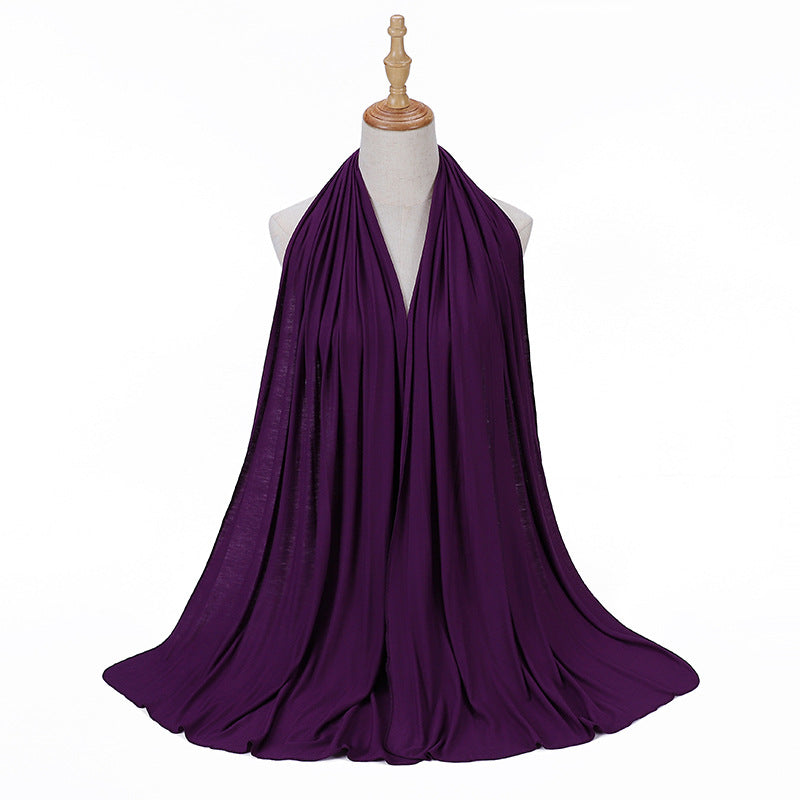 New Solid Color Jersey Hijab Women Plain Color Jesey Scarf Mercerized Cotton Headscarf
