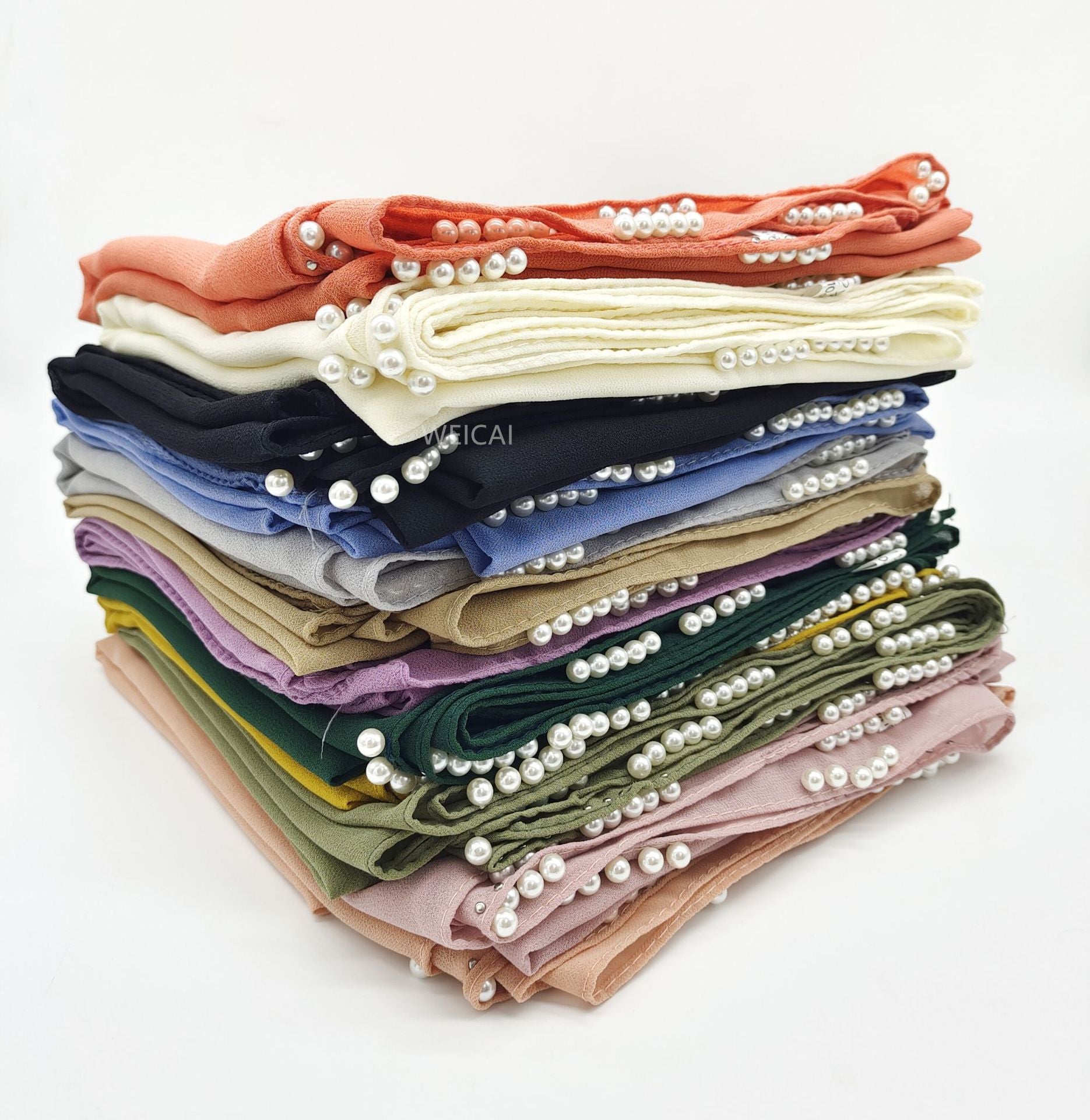 Customized flower beads pearl chiffon scarf  Women headscarf Malaysia Indonesia hijab