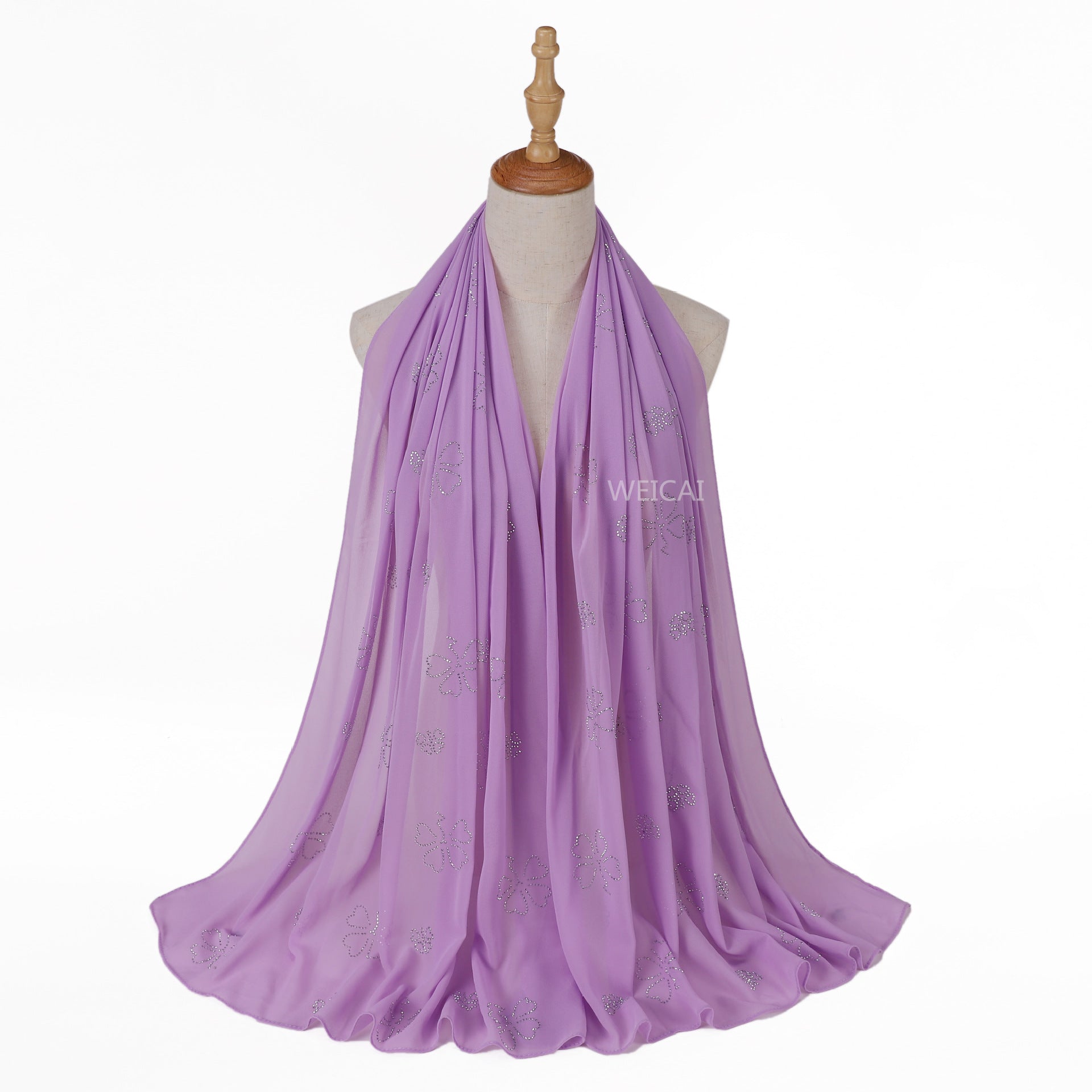 Flower Diamond solid color pearl chiffon scarf Middle East headscarf