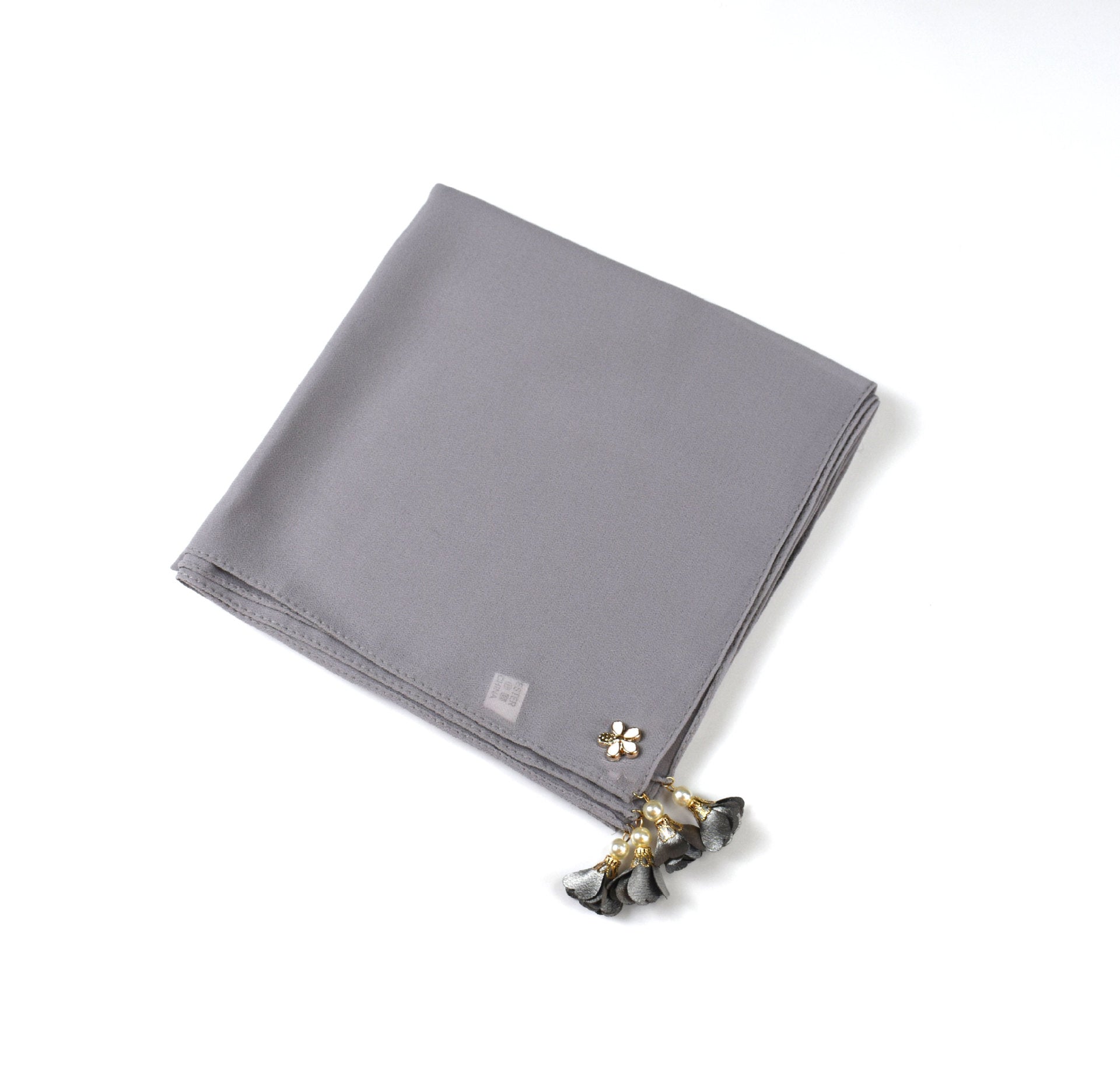 New solid color pearl chiffon square scarf 90 headscarf ins small fresh silk scarf yarn hijab