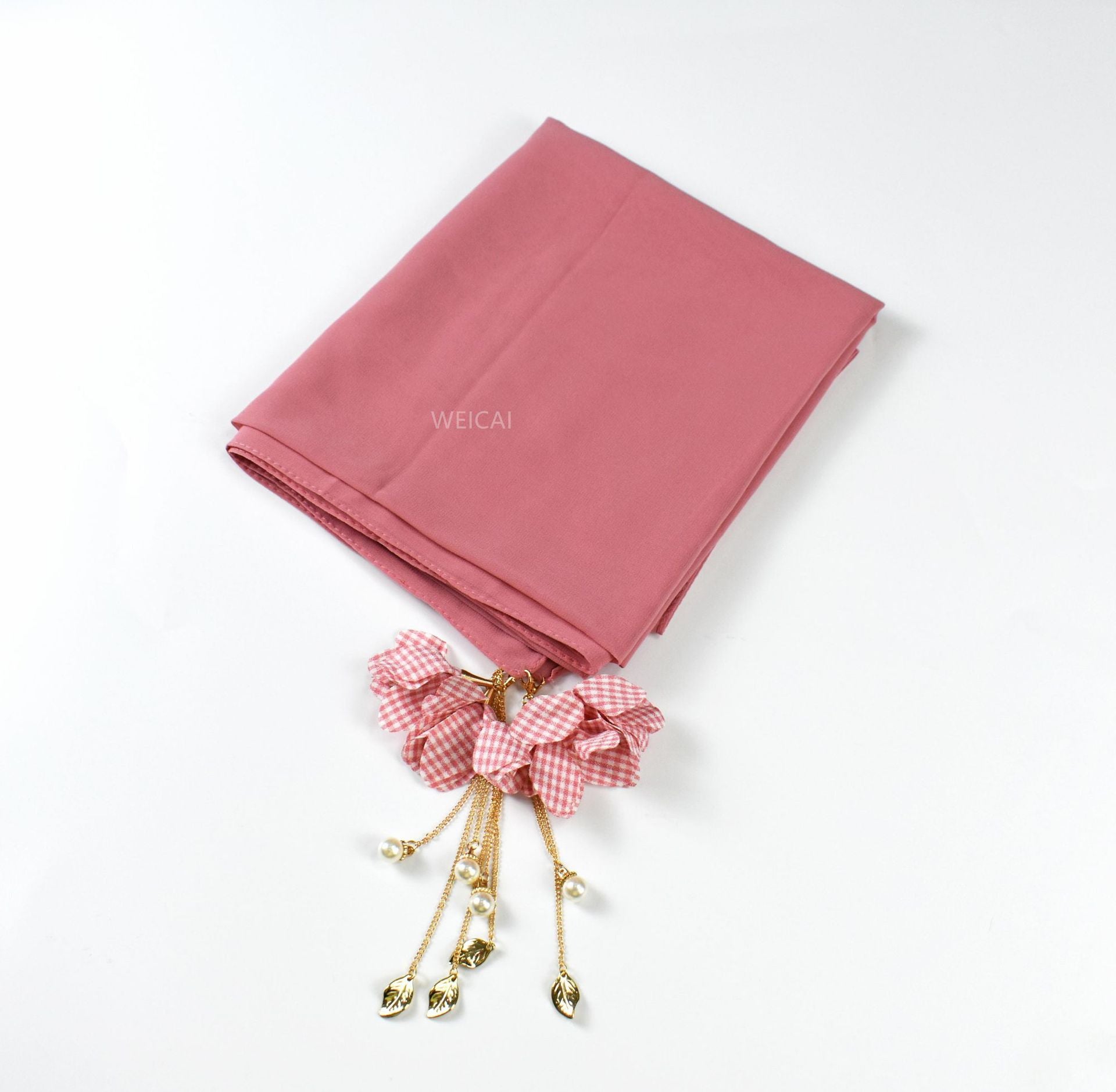 New pearl chiffon scarf women's hijab flower tassel headscarf