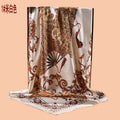 2025 new 90cm-satin classical national style fan printed square scarf with sunscreen, bag head silk scarf decoration, scarf
