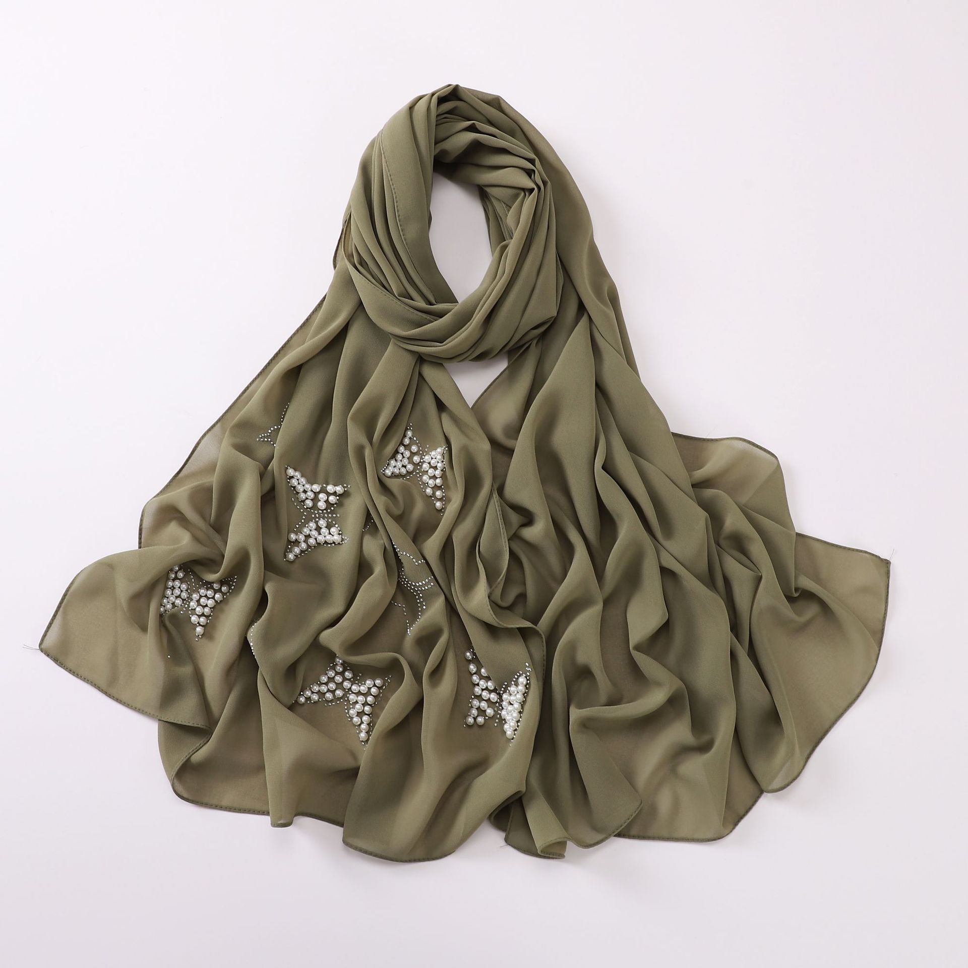 New monochrome chiffon hot diamond beads butterfly scarf gauze malay headscarf middle east Africa hijab