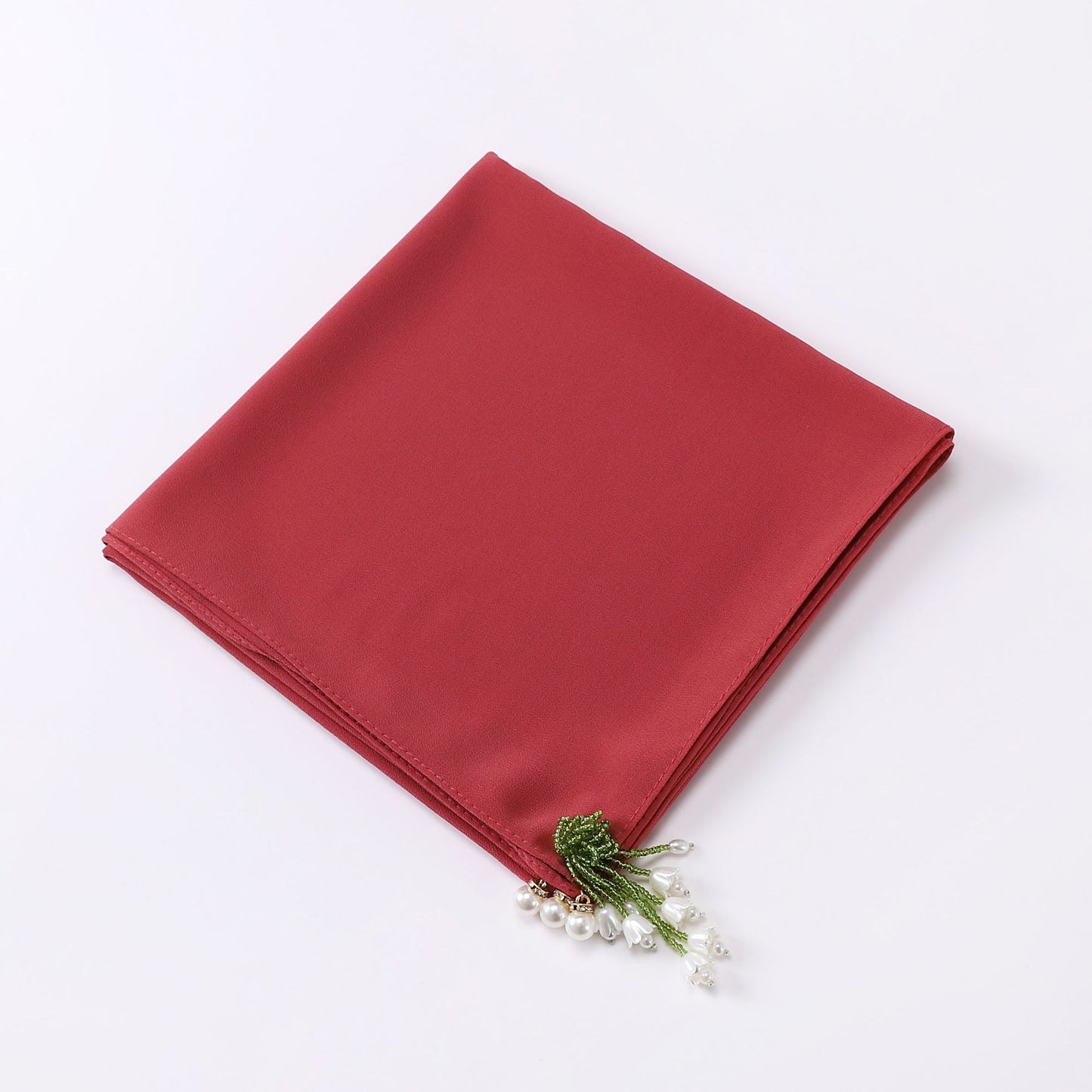 Tulip Rhinestone Pearl Chiffon Square Scarf 90 * 90cm Malaysia Headscarf