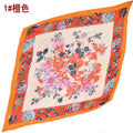 Summer new fashion retro flower pleated 90 satin large square scarf silk scarf imitation silk scarf