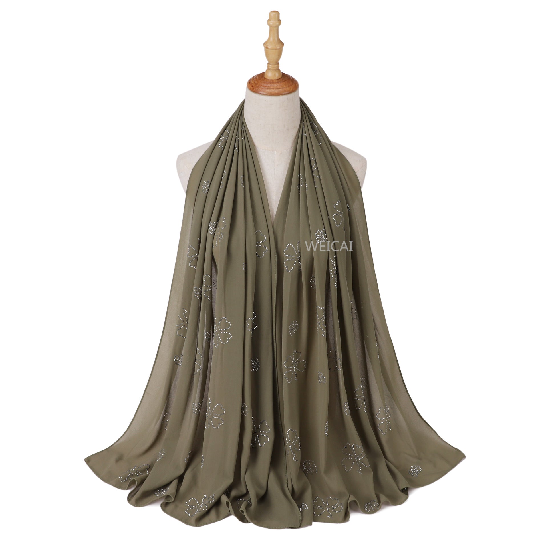 Flower Diamond solid color pearl chiffon scarf Middle East headscarf