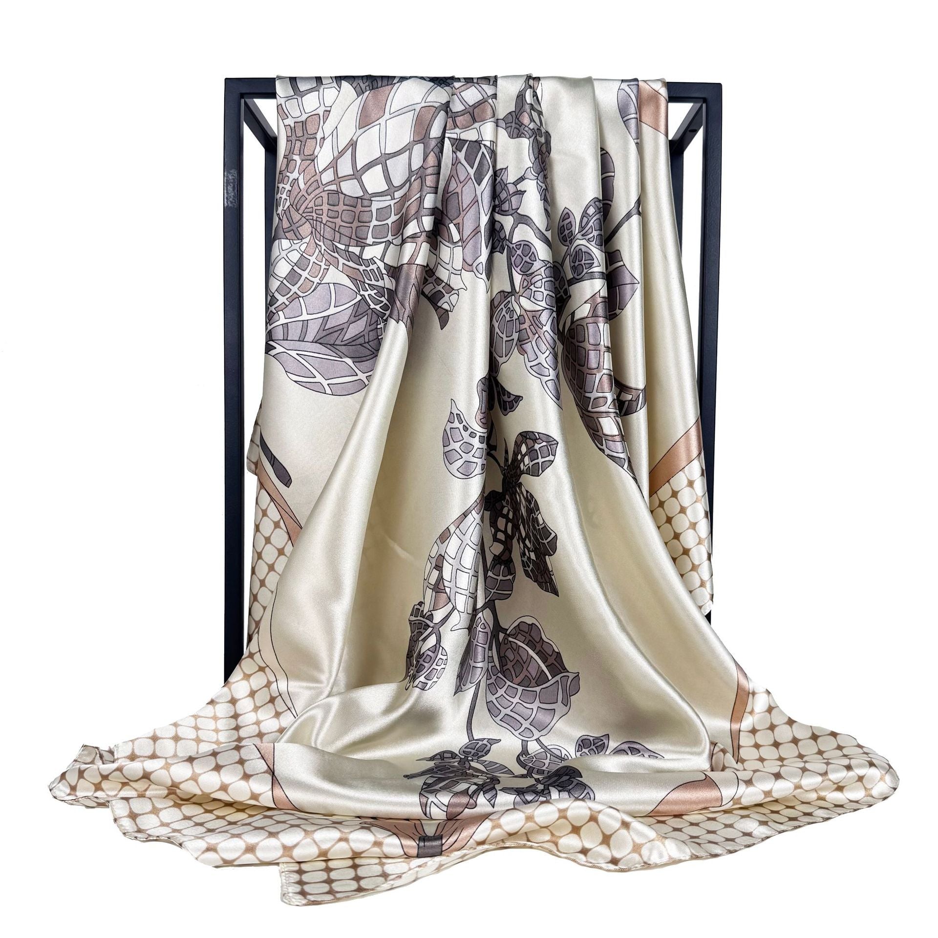 Fashion versatile fragrant cloud cashew pattern, imitation silk satin satin 90cm large square towel, ethnic women's headscarf