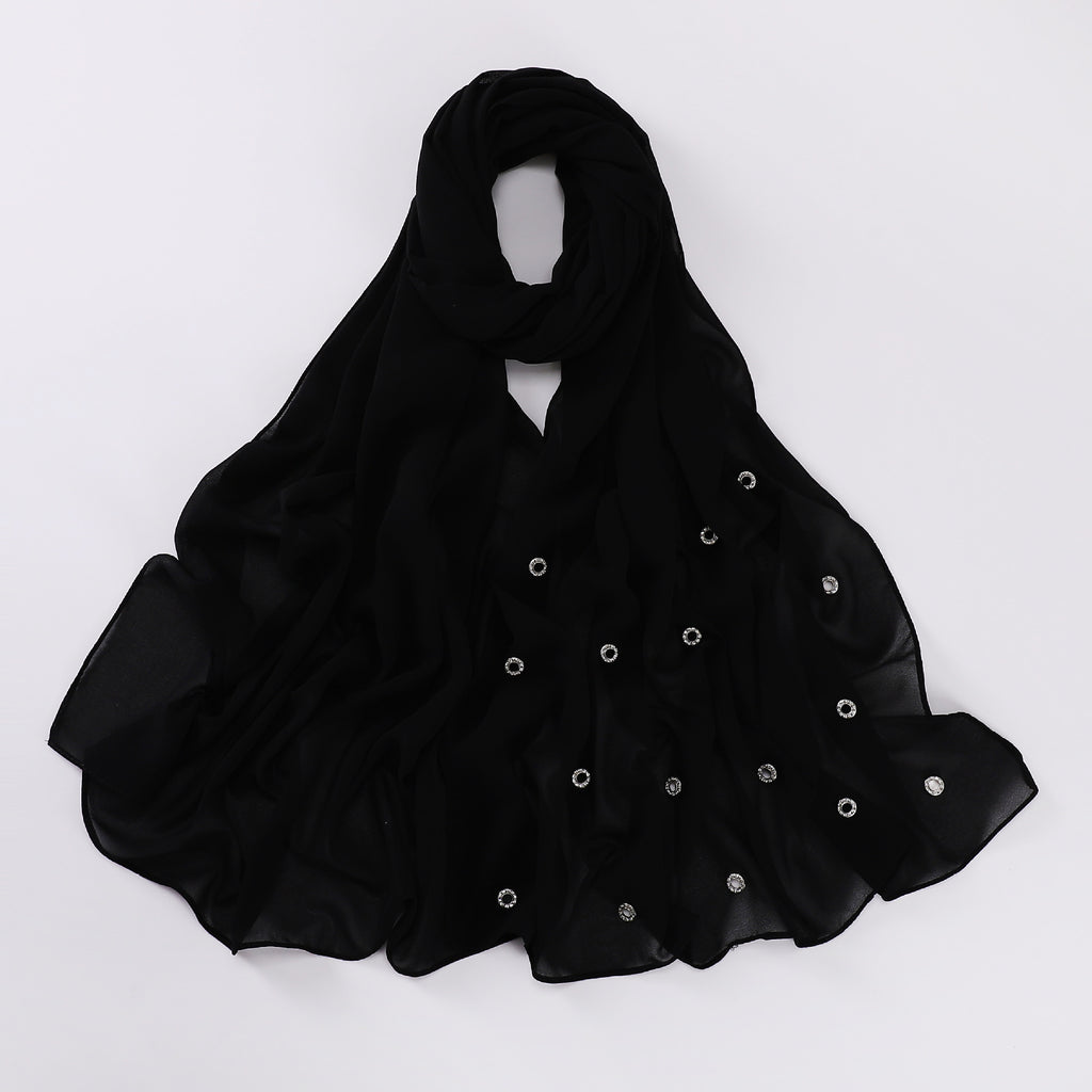 New pearl chiffon single head diamond scarf Middle East and Africa headscarf hijab