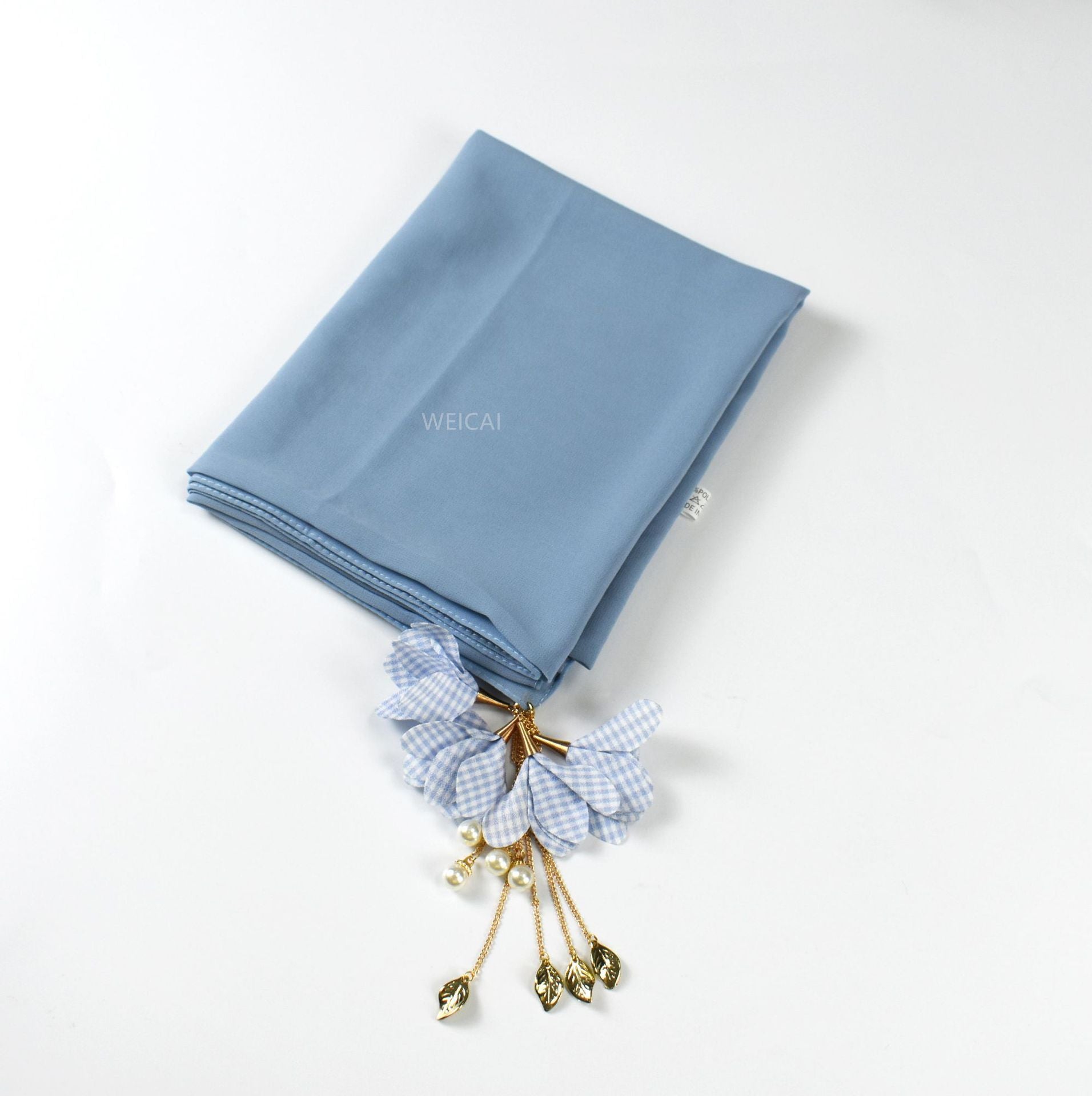 New pearl chiffon scarf women's hijab flower tassel headscarf