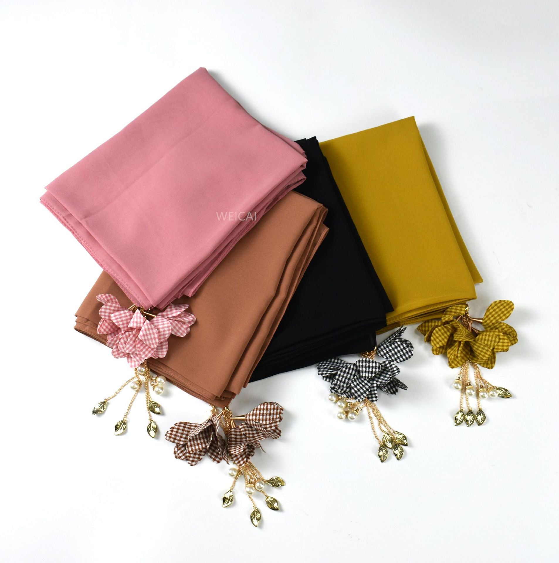 New pearl chiffon scarf women's hijab flower tassel headscarf