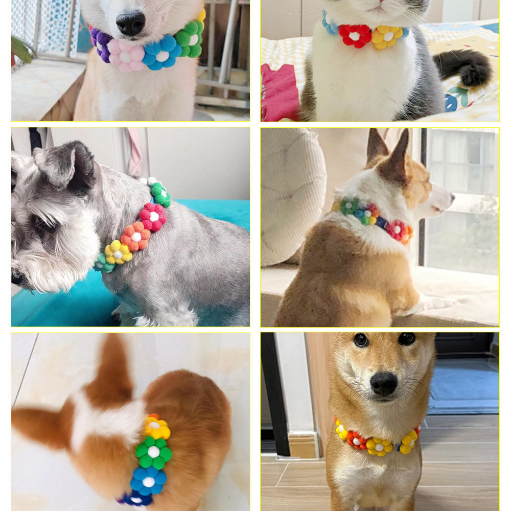 Rainbow Pet Collar Big Dog Neck Circle Shiba Inu Adjustable Hairball Collar Cat Scarf