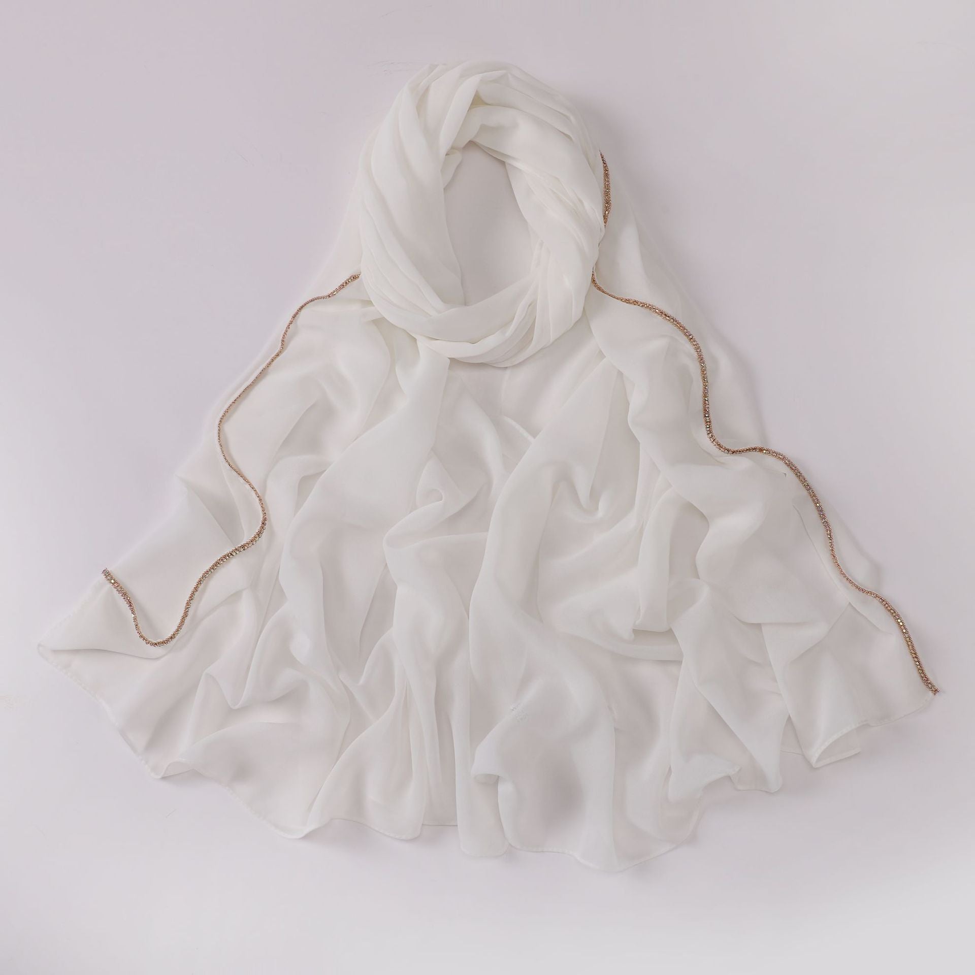 Diamond copper chain washable chiffon scarf yarn scarf Middle East Africa headscarf Malay headscarf