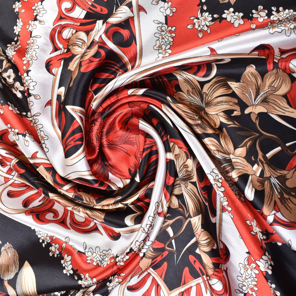 New satin, simple, ethnic pastoral flowers 90cm printed square scarf head scarf shawl