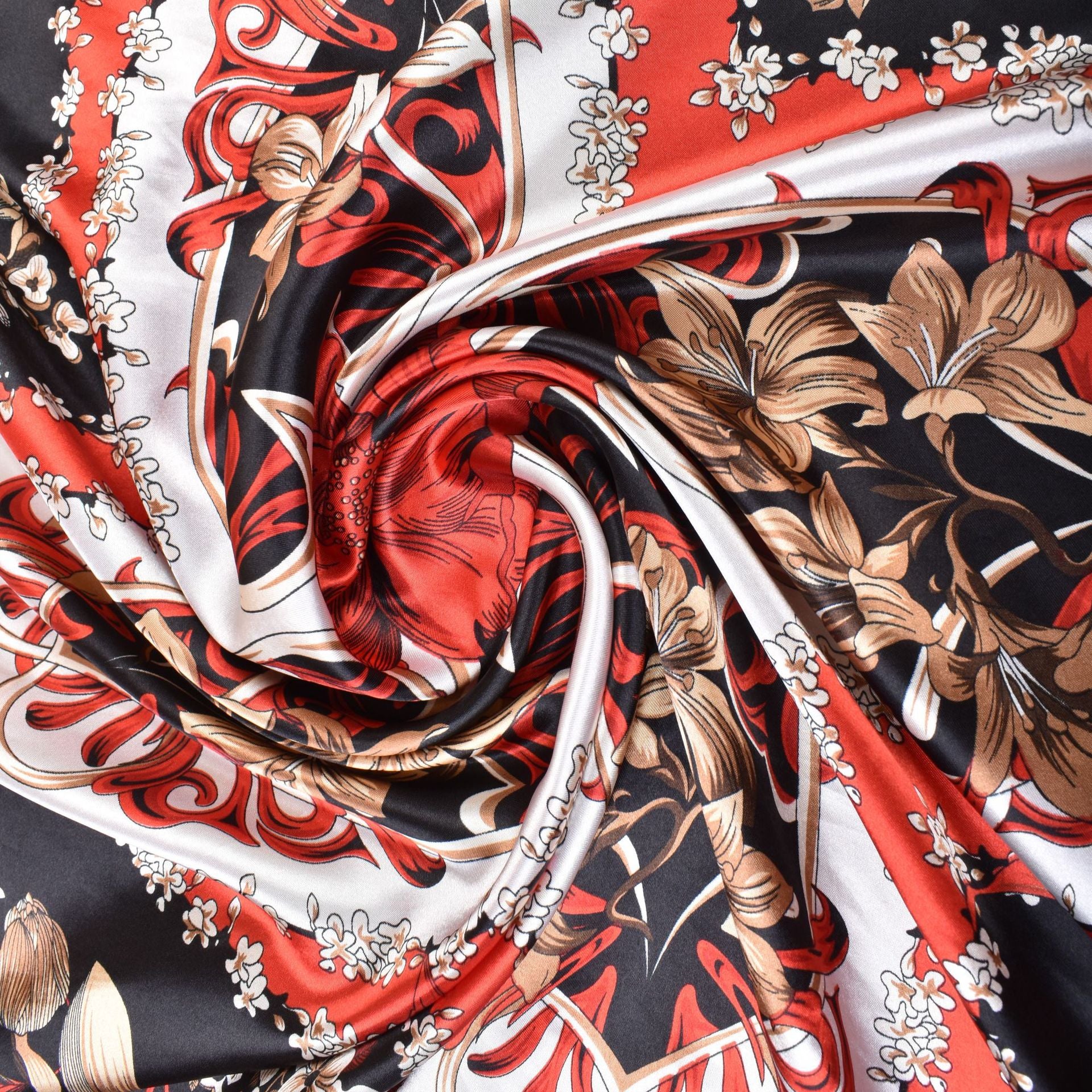 New satin, simple, ethnic pastoral flowers 90cm printed square scarf head scarf shawl