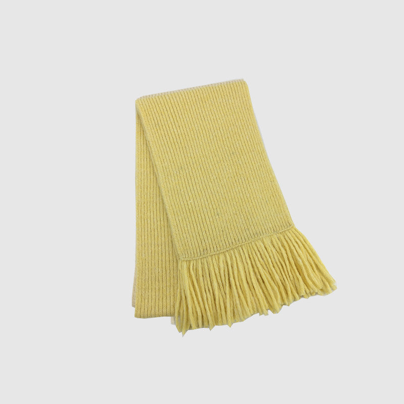 Korean designer hand-woven fringed 12-color solid-color knitted scarf women's winter atmosphere soft waxy scarf