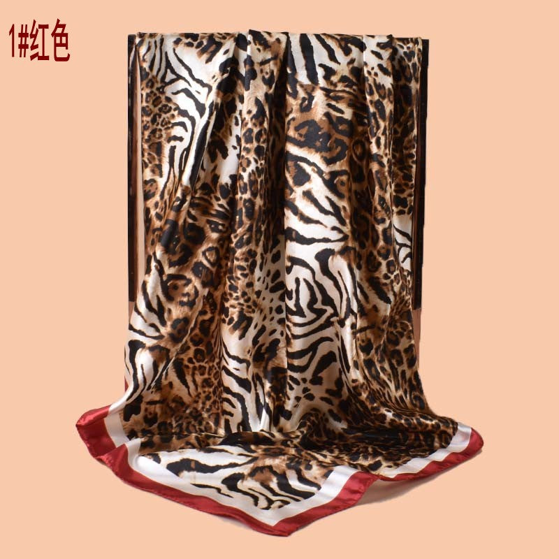 2025 new 90-color diced striped leopard print versatile printed square scarf with sunscreen, bag head silk scarf decoration, scarf