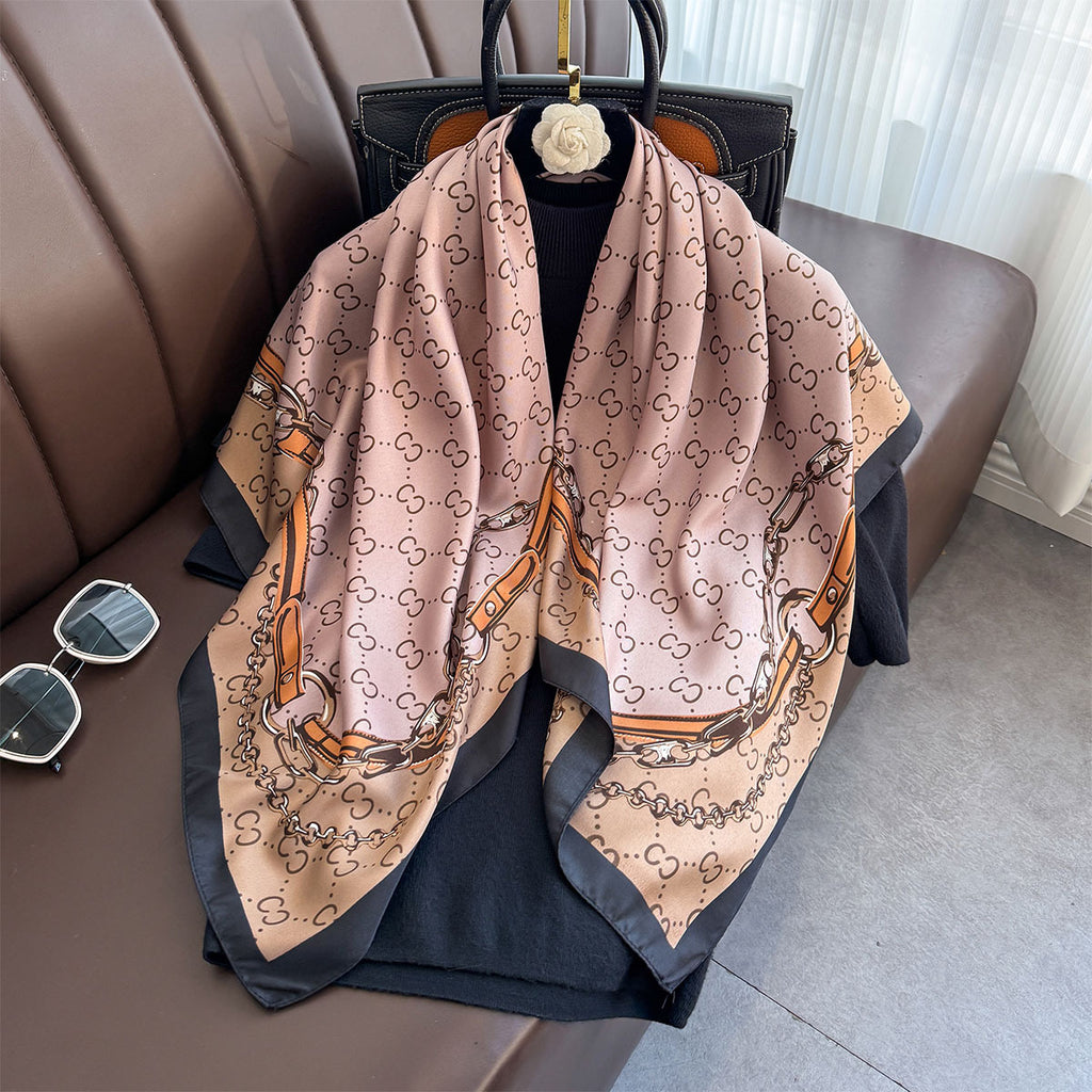 Korean version of the new twill square scarf belt, classic versatile temperament, thin silk scarf, neck protection, versatile foreign style neck