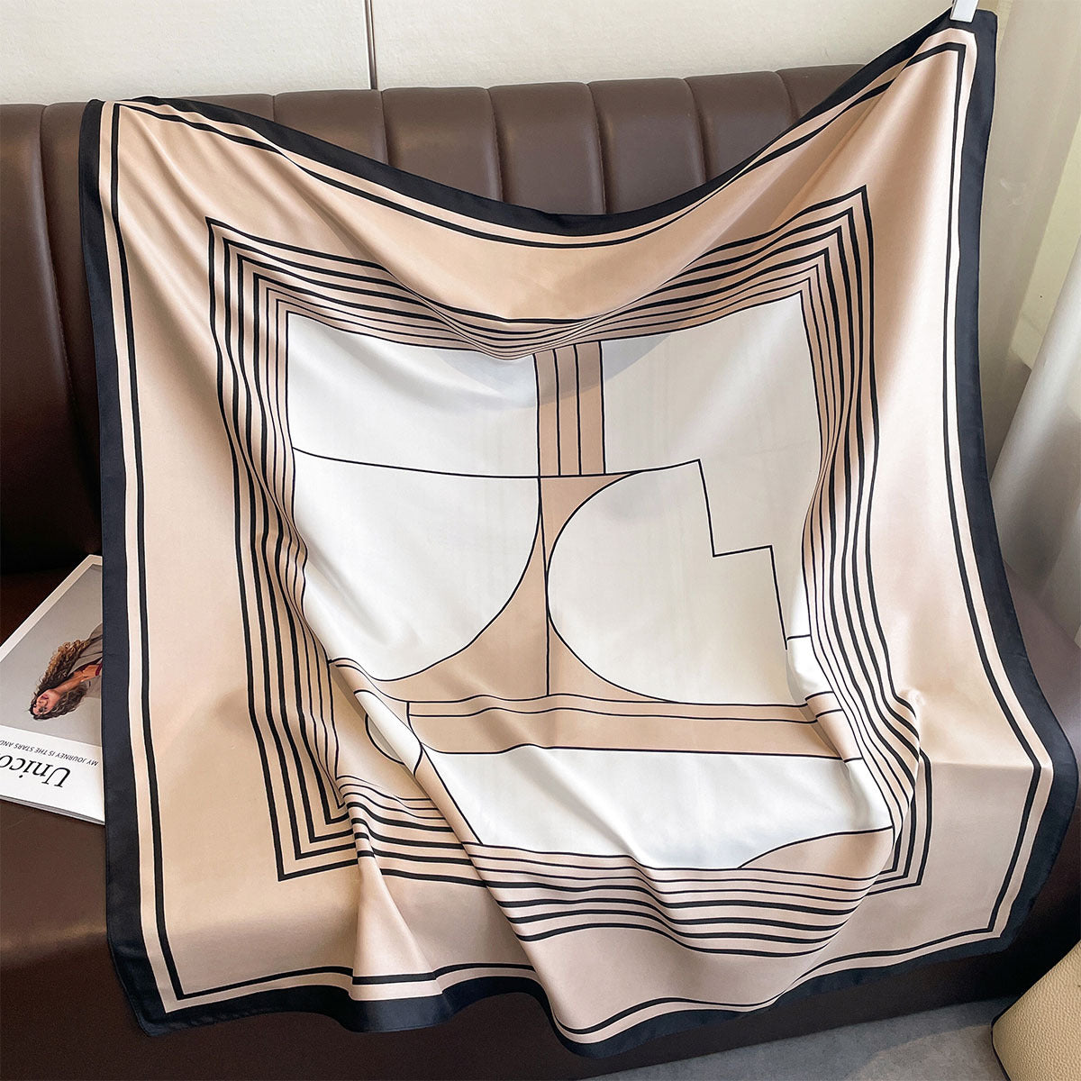 New women's printed square scarf 90cm splicing women's spring and autumn versatile foreign style light luxury shawl scarf