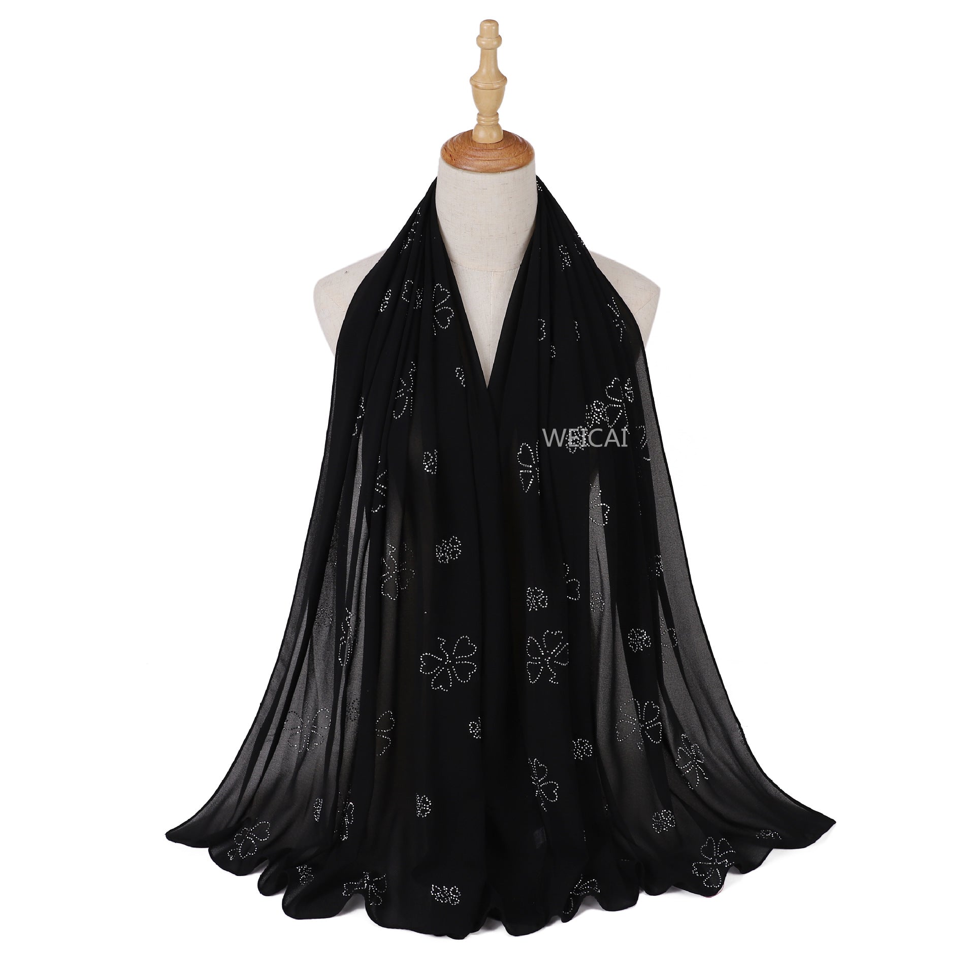 Flower Diamond solid color pearl chiffon scarf Middle East headscarf