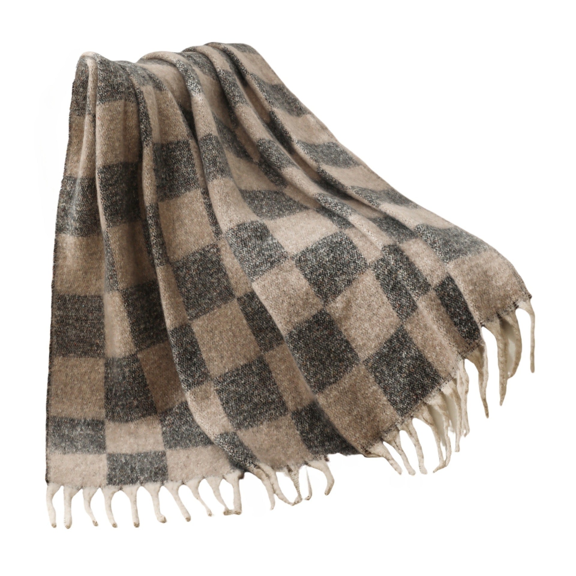 Blanket new European, American autumn and winter imitation mohair thickened checkered large shawl jacquard blanket