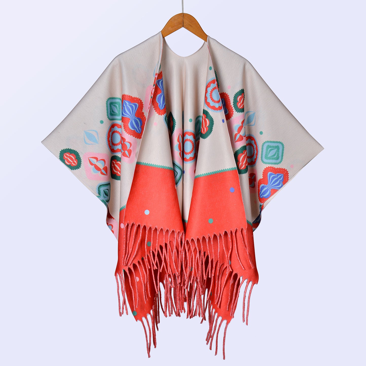 New ethnic style ink double-sided thickened shawl with women's autumn and winter retro high-end photo shawl large cape
