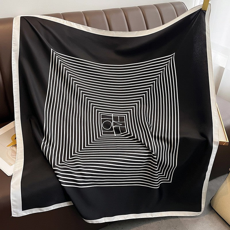 New square scarf, French retro silk scarf, women's twill silk scarf, neck cover, shawl printed scarf, weatherproof