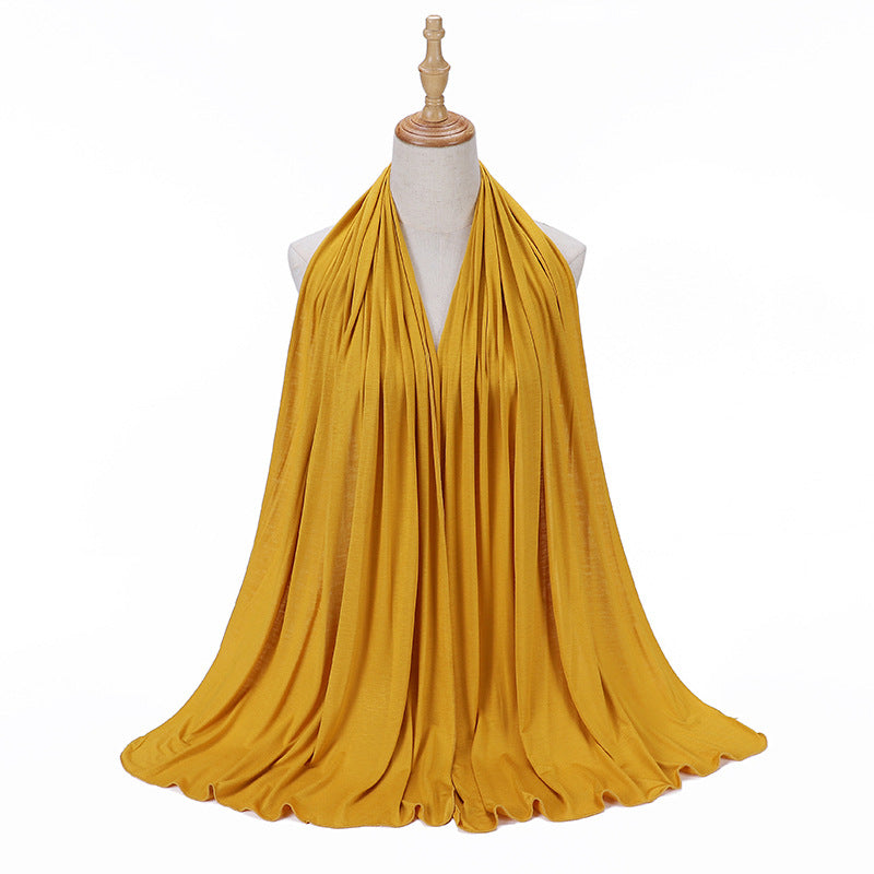New Solid Color Jersey Hijab Women Plain Color Jesey Scarf Mercerized Cotton Headscarf