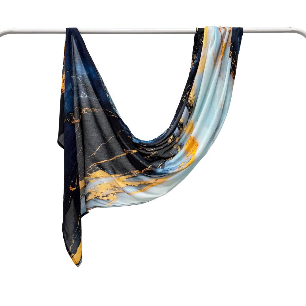 Modal cotton Jersey headscarf marble pattern digital print scarf ethnic Muslim shawl headscarf